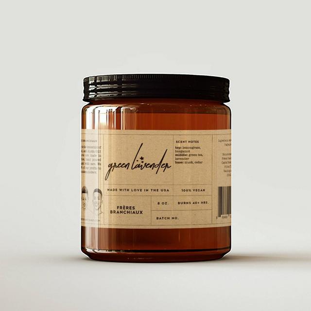 8oz Green Lavender Candle - Freres Branchiaux