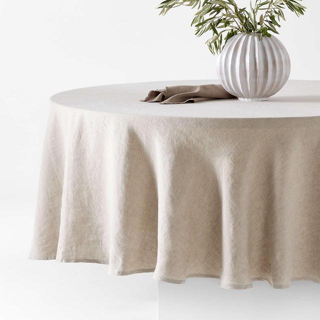 Marin 100" Round Natural European Flax ®-Certified Linen Tablecloth