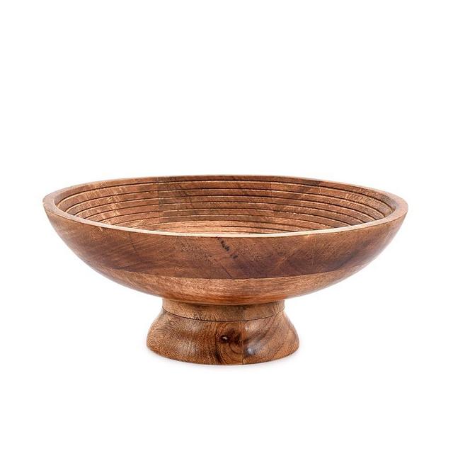NIRMAN FRUIT BOWL Mango Wood Round Shaped Serving Bowl For Fruit,Dessert Platter Tray Dish Kitchen Dining Fruit,Dessert,Snack (12" x 12" x 5")