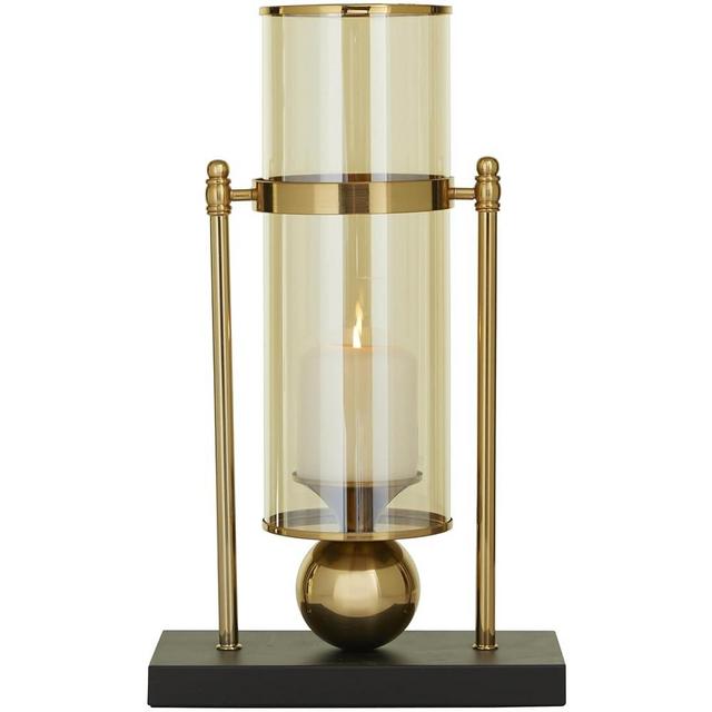 CosmoLiving by Cosmopolitan Metal Pillar Candle Holder with Metal Stand, 10" x 5" x 17", Gold