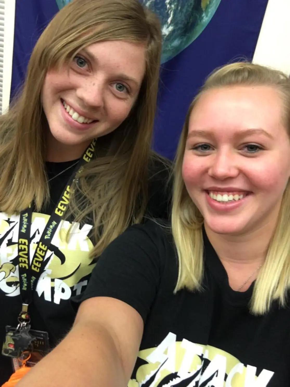 Emily and Brianna ready for their AP tests at Prairie View High School on May 18, 2016