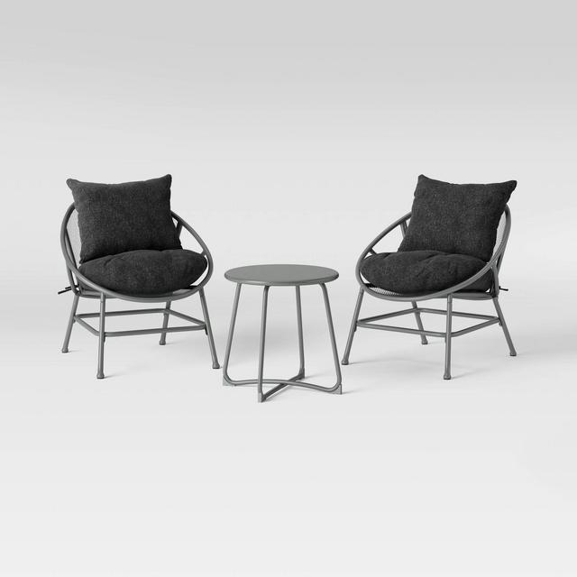 3pc Metal Mesh Small Space Set - Pewter/Black - Room Essentials™