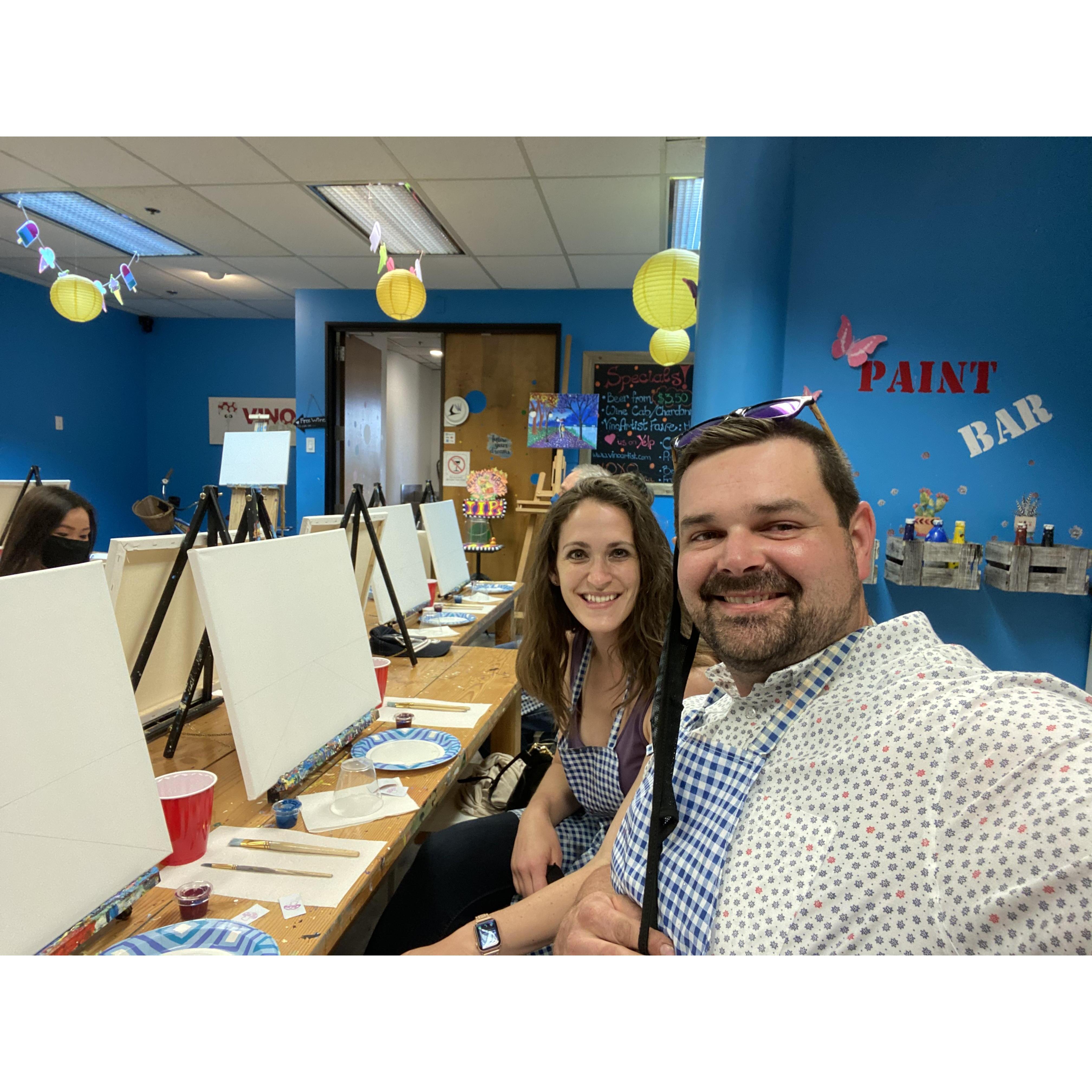 Wine and paint date night.