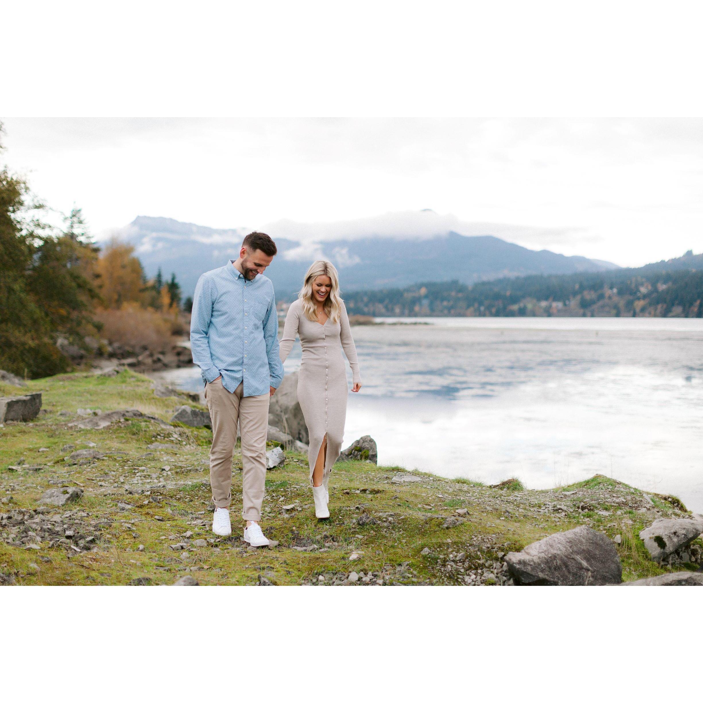 Engagement photo along the Gorge in Portland, OR