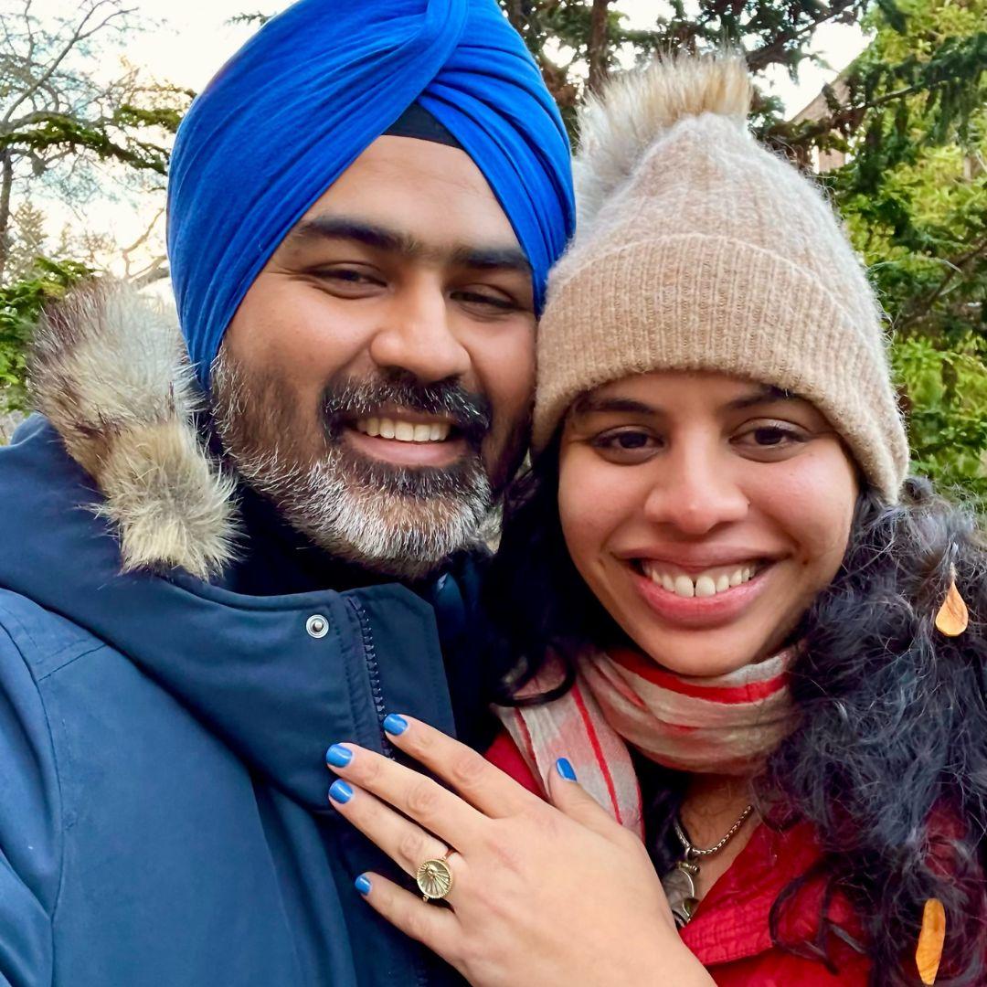Right after Rajbir proposed at our favorite special garden in the West Village