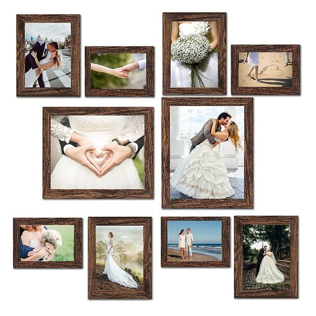 xnlkros Picture Frame Set 10 pack, Farmhouse Photo Frames, Gallery Wall Frame Collage, 8x10 5x7 4x6 Frames in 3 Different Finishes Picture Frames For Wall or Desk
