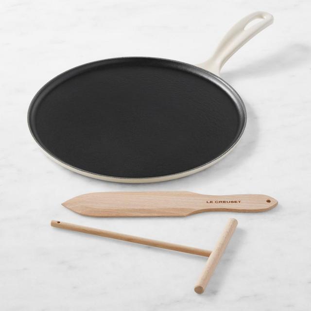 Le Creuset Cast Iron Crepe Pan with Spreader and Spatula, Brioche