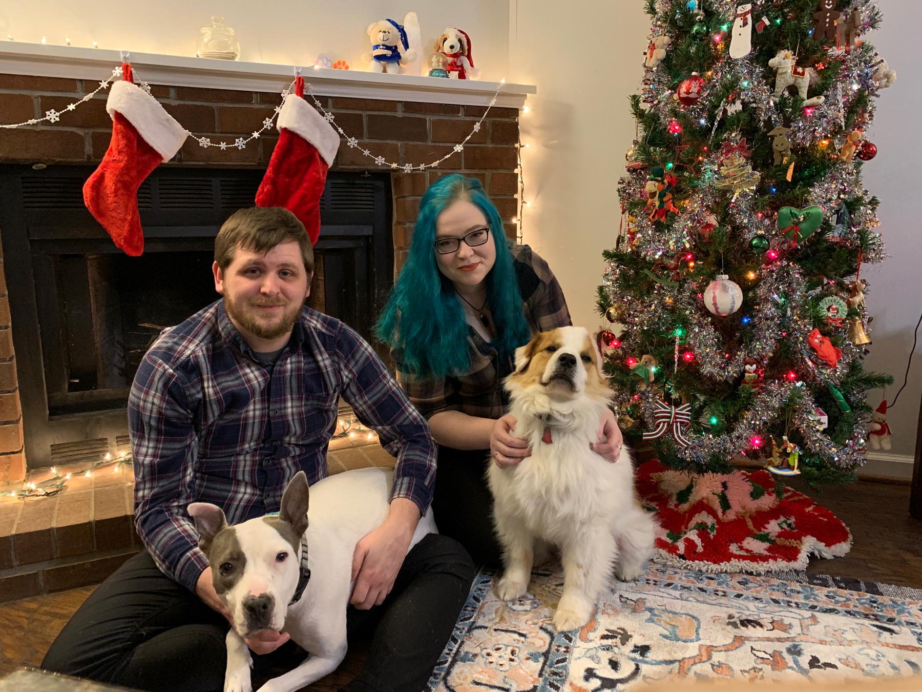 December 2020 — Our first Christmas in our own place in Nashville, TN. Leo felt very distinguished in this photo.