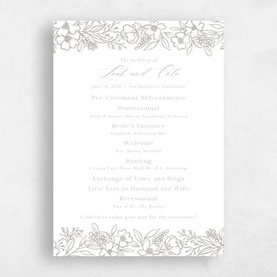 Grey Boho Wedding Program - Mira Letterpress