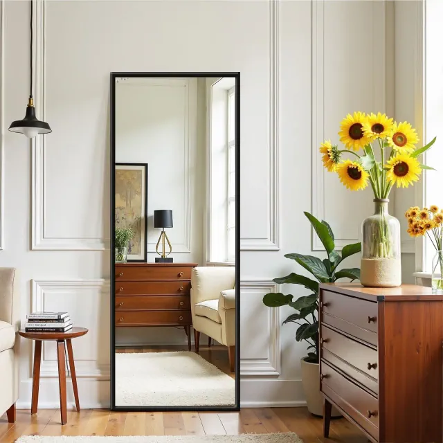 56" x 19" Aluminum Alloy Frame Full Length Mirror, Standing Hanging or Leaning Wall Floor Mirror for Bedroom Living Room Dressing Room
