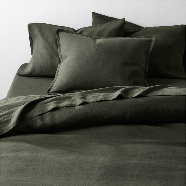 Aire Natural EUROPEAN FLAX ™-Certified Linen Ficus Green Full/Queen Duvet Cover