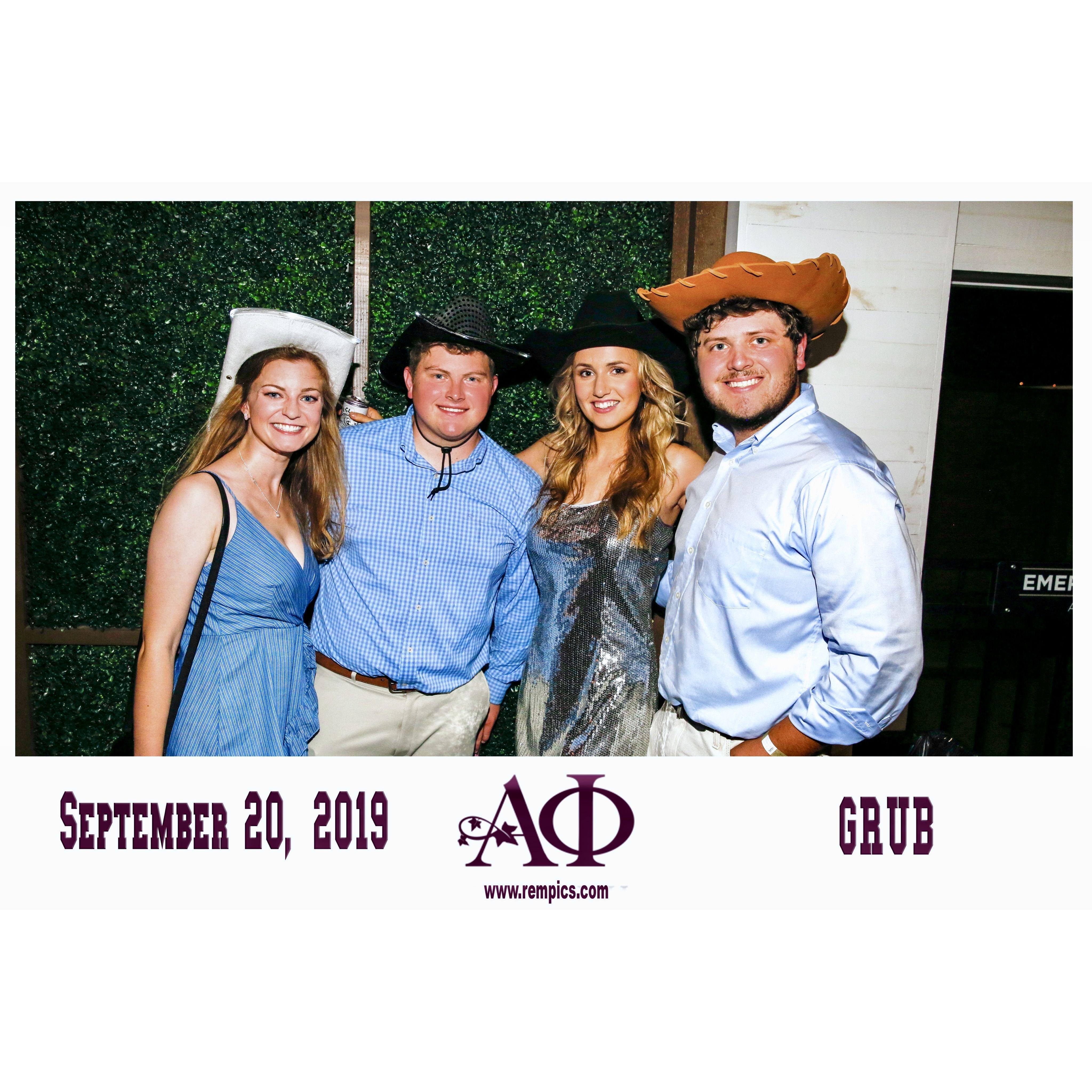 Our first picture together! We were set up for Caroline's sorority's fall GRUB date event by our friends Lena and Tyler.