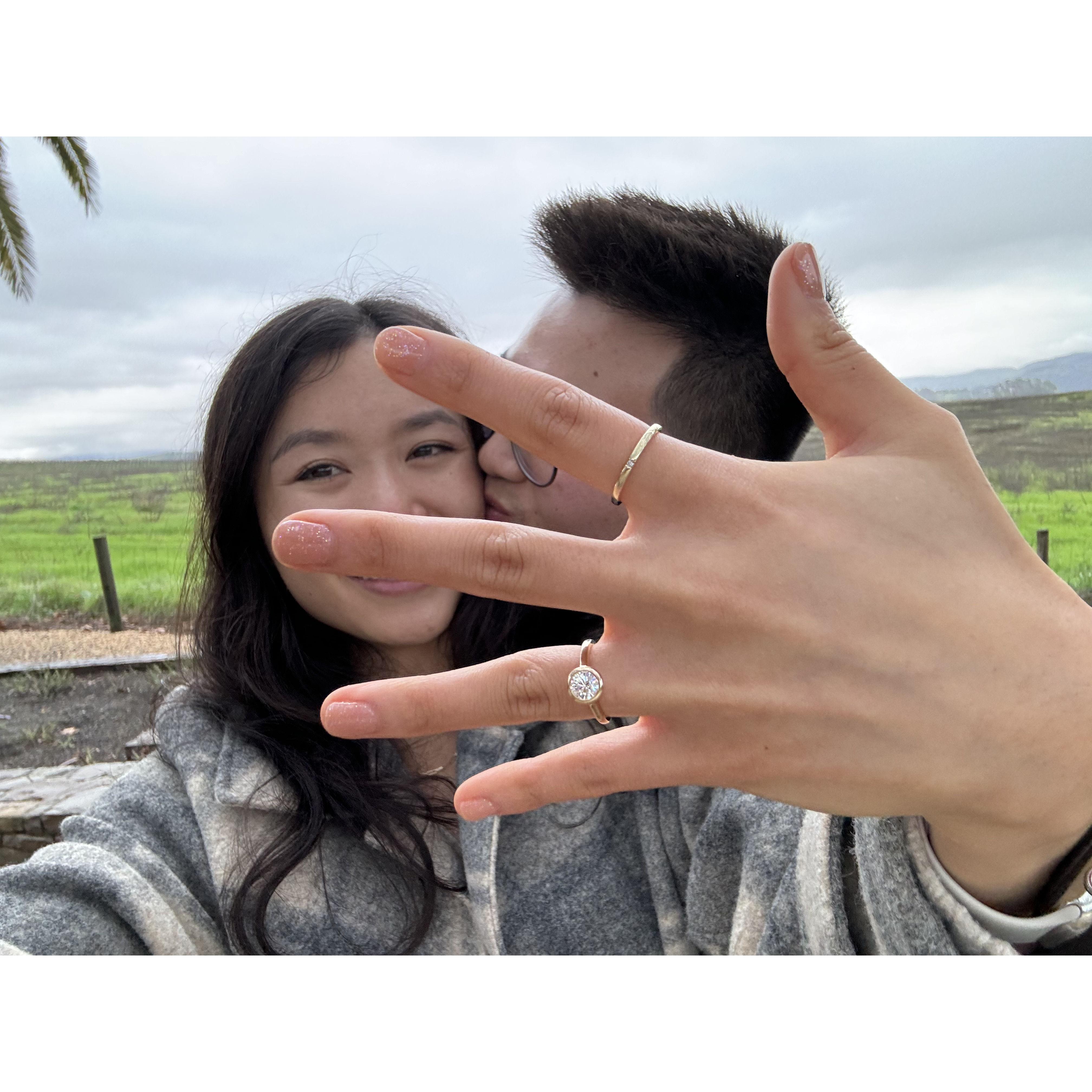 January 2024 - We got engaged! Rei wined and dined Nicole in Napa.