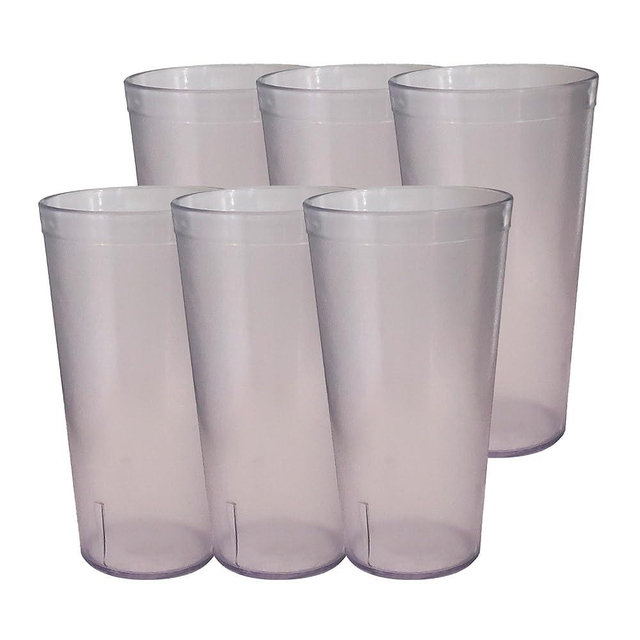 Party Outlaw Clear Plastic Cup Tumblers 6 Pc 32oz Lightweight, Heavy Duty Stackable Cafe Style Plastic Glasses. Reusable & Dishwasher Safe Ice Tea & Water Cupsafe Ice Tea & Water Cups