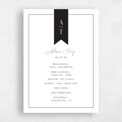 White Wedding Program - Raven
