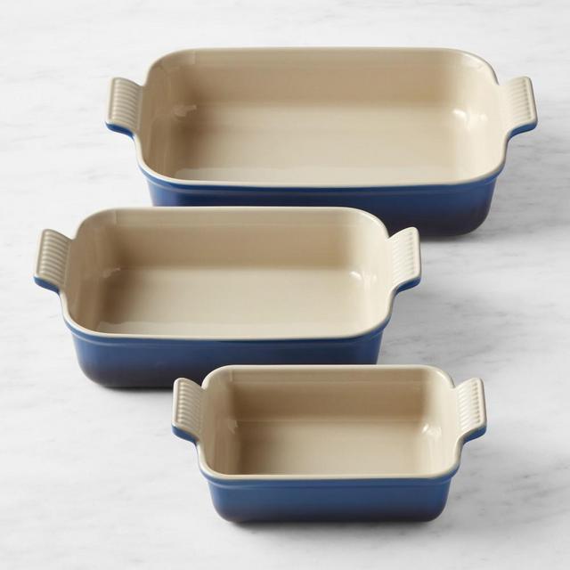 Le Creuset Heritage Open Rectangular Dishes, Set of 3, Lapis