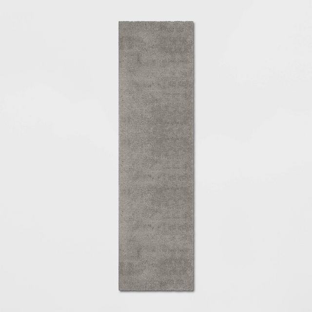 2'x7' Solid Eyelash Woven Shag Runner Rug Gray - Project 62™
