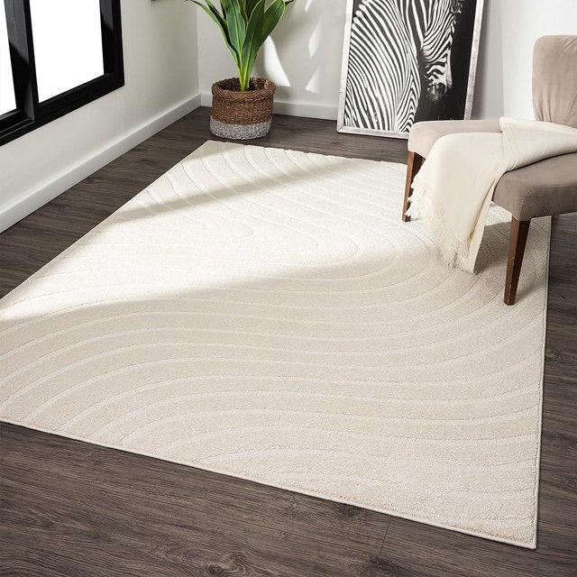 LUXE WEAVERS Modern Geometric Wave Cream 4x6 Area Rug