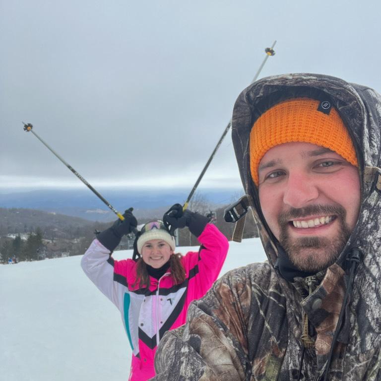 Our first ski trip together. We knew how to spot each other on the mountain!