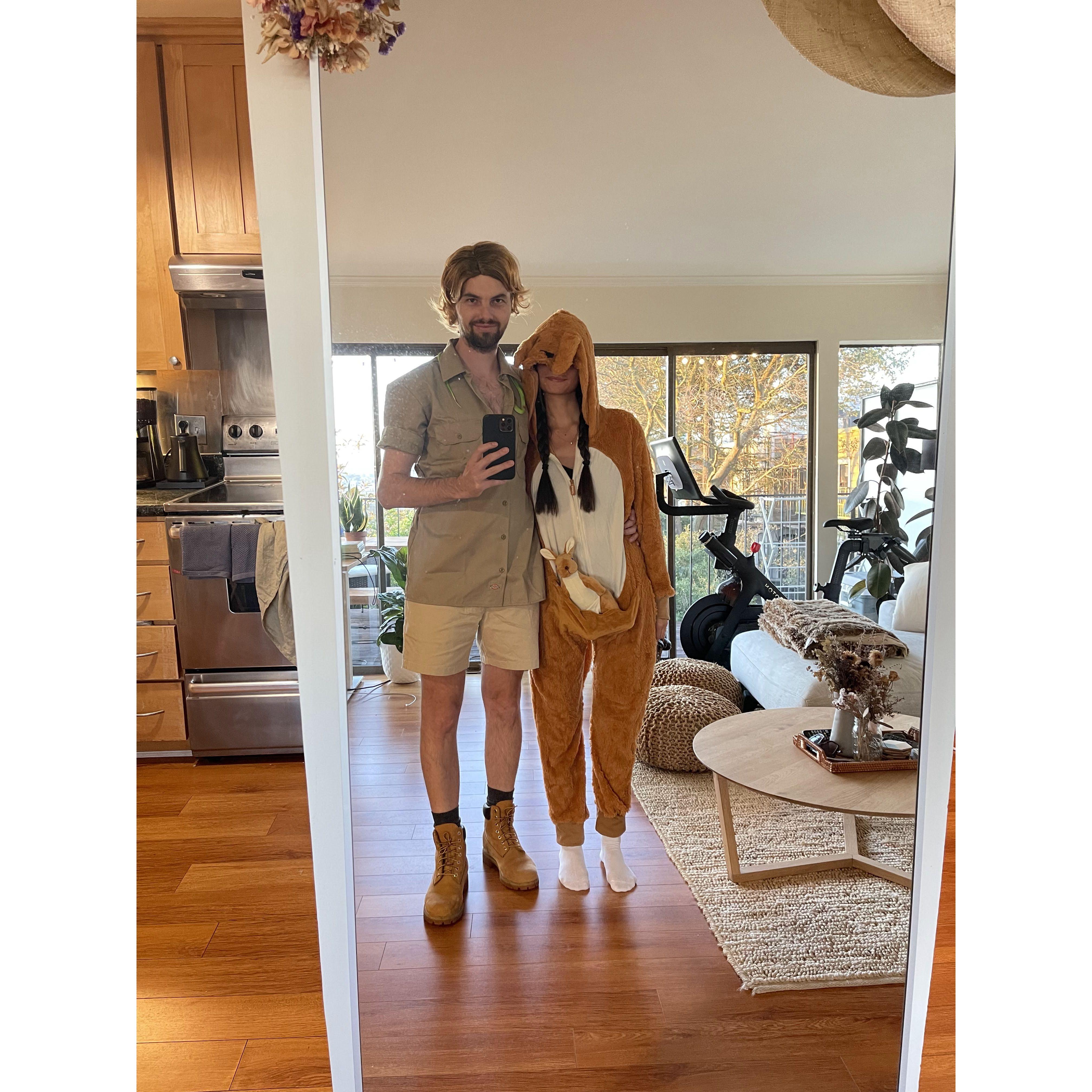Halloween 2022 — paying homage to Alex's roots with Steve Irwin & Kangaroo costumes