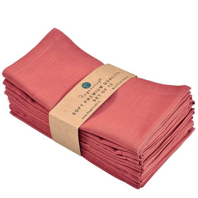 Cloth Napkins,Cotton Linen Blend Fabric 12 Pack, Premium Quality, Mitered Corners for Every Day Use Napkins are Pre Shrunk and Good Absorbency Color (Coral)