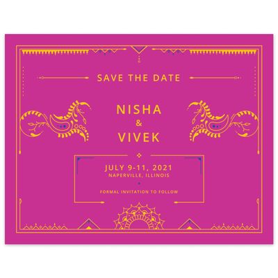 Pink Cultural Wedding Digital Save the Date - Sona Stamp