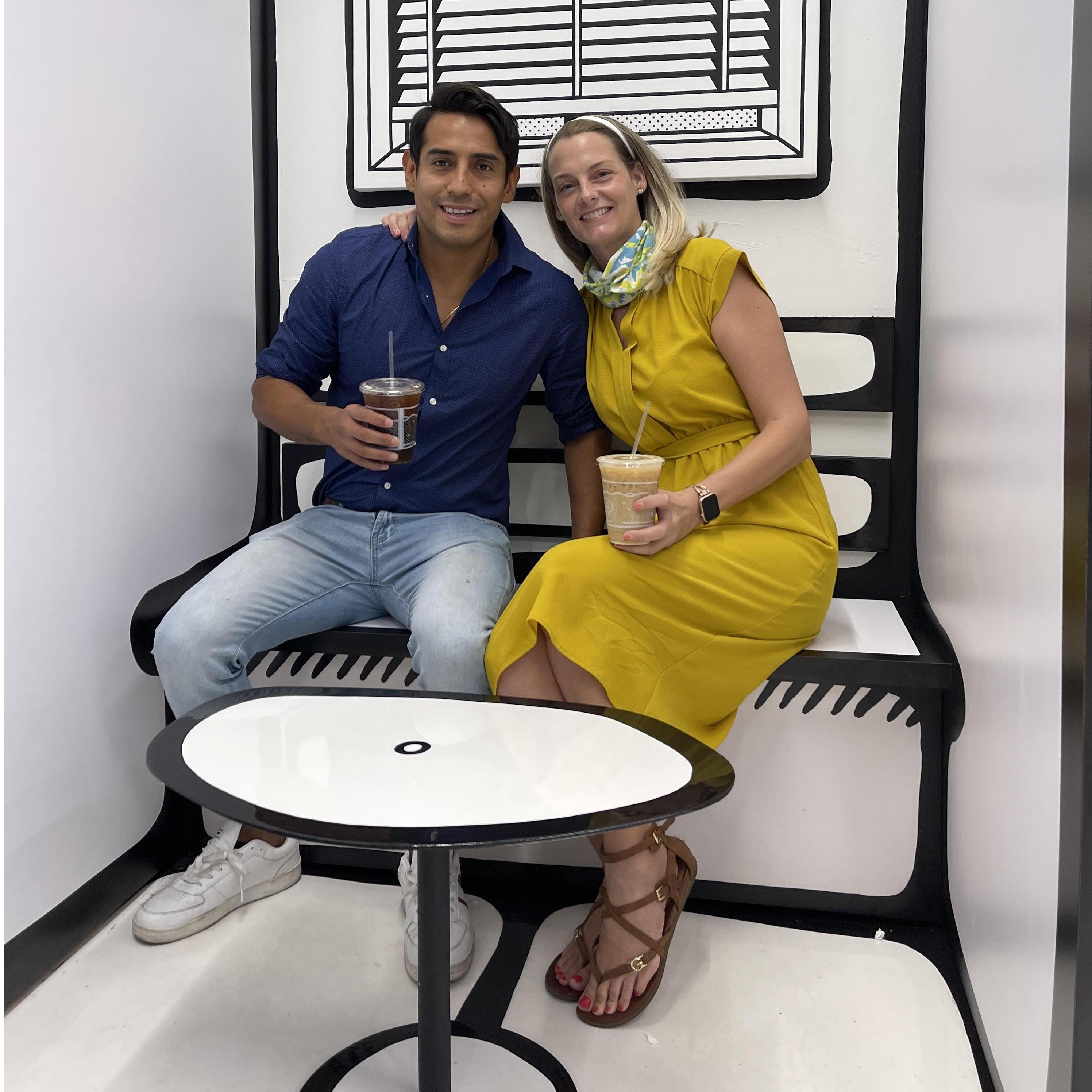 We visited this cool coffee shop in Downtown LA called "Matte Black Coffee"!