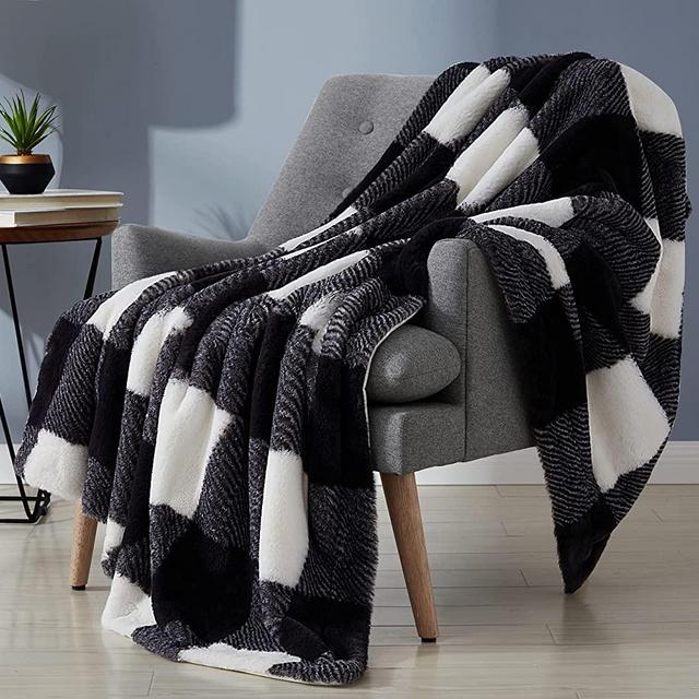 Monbix Throw Blankets Soft Fuzzy Warm, Fluffy Throw Blankets Couch Fleece, Throw Blankets Bed Cozy Machine Washable - Buffalo