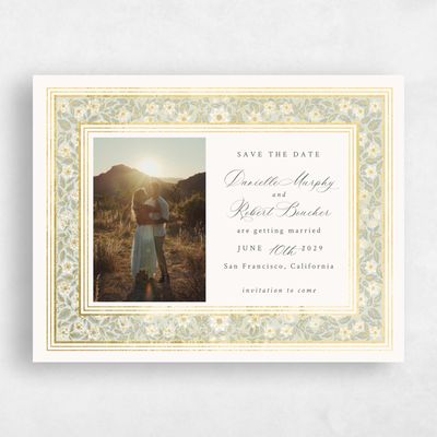 Grassy Sage, Green Wedding Save the Date - Eudora Landscape Foil