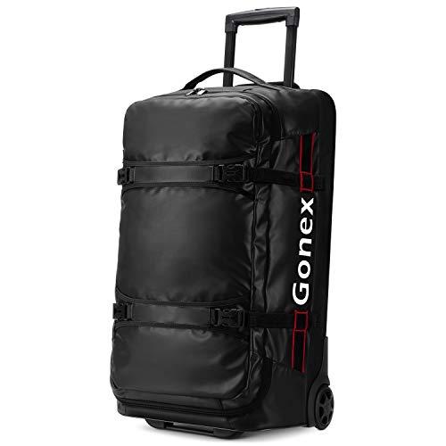 Gonex Rolling Duffle Bag with Wheels, 70L Water Repellent Wheeled Travel Duffel Carry On Luggage with rollers 26 inch, Black