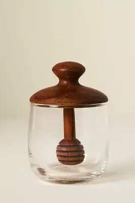Teak Wood Honey Pot