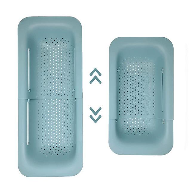 Makerstep Over the Sink Colander Strainer Basket - Expandable, Wash, Drain, and Dry. - New Home Kitchen Essentials, Multifunctional Kitchen Gadgets, Green