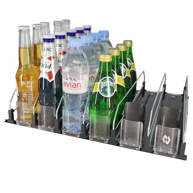 Acrilyx Drink Organizer for Fridge and Soda Can Dispenser, Automatic Refrigerator Drink Holder with 6 Row, Fits for 25-30 Cans