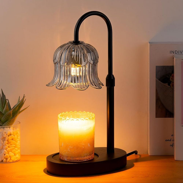 CRMILL Candle Warmer Lamp Electric Timer - Candles Height Control Warmers Scented Lamps No Flame Heat Warm Melt Wax Jar Modern Home Decor Table Lights for Home Living Bedroom Decorative