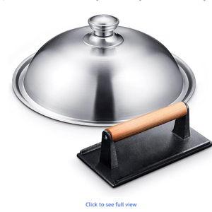 homenote Griddle Accessories for Blackstone, Commercial Grade 12 Inch Heavy Duty Melting Dome with Rectangle Cast Iron Smash Burger Press Perfect for Flat Top Hibachi Grill Indoor Outdoor