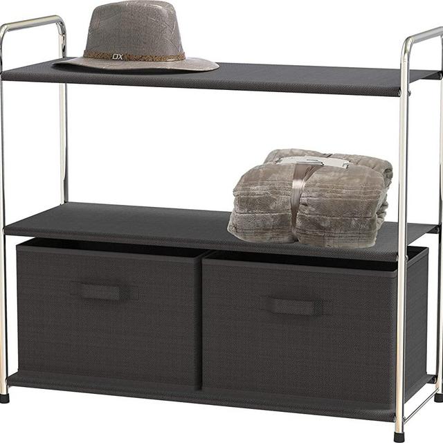 Simple Houseware 3-Tier Closet Storage with 2 Drawers, Dark Grey