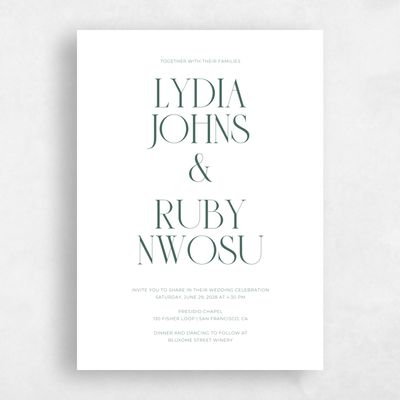 Forest, Green Wedding Invitation - Amberley Portrait Letterpress