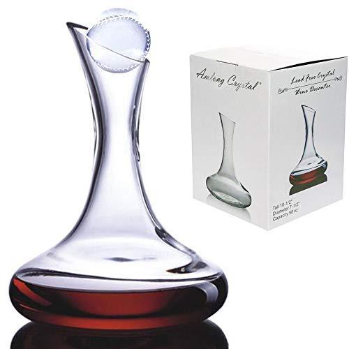 Amlong Crystal Lead-Free Crystal Wine Decanter, Red Wine Carafe, Wine Gift, Wine Accessories (58 oz), Large (with Baseball Stopper)
