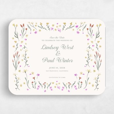 Beige Rounded Wedding Save the Date - Harebell Landscape