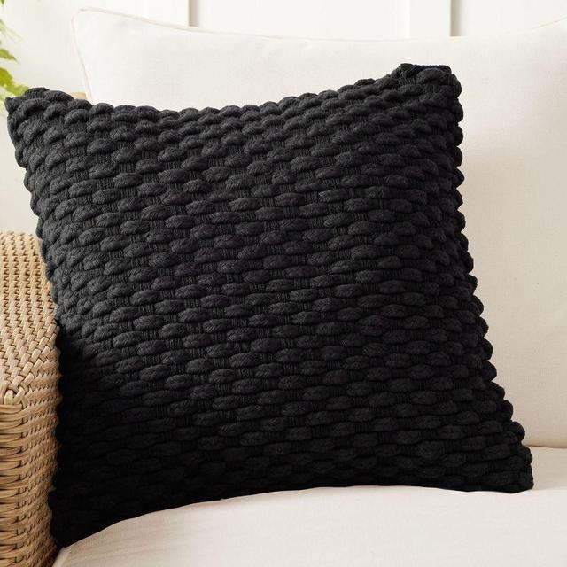 Cadyn Textured Indoor/Outdoor Pillow, 20 x 20", Solid Black