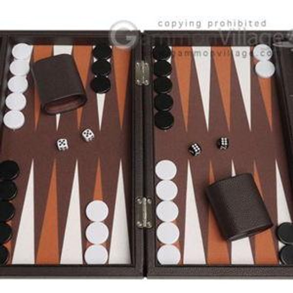 13-inch Premium Backgammon Set - Dark Brown