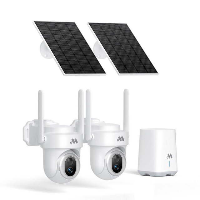 Musthome 360° 4K/8MP Ultra HD Solar-Powered Smart Security Camera, 2-Pack