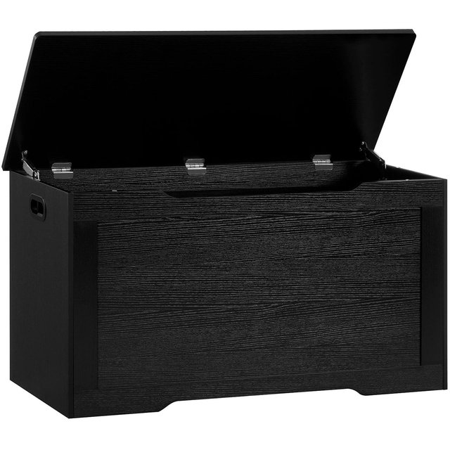 USIKEY 39.4” Storage Chest, Toy Chest, Lift Top Wooden Storage Chest, Storage Bench, Supports 220 lb, for Living Room, Bedroom, Entryway, Black