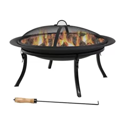Portable Folding Wood Fire Pit in Black