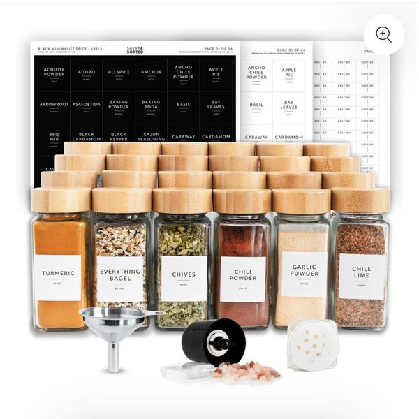 Glass Spice Jars with Bamboo Lids - 24 PACK