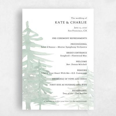 Sage, Green Wedding Program - Camden