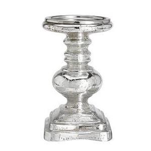 Antique Mercury Glass Pillar Holder, Mercury - Medium