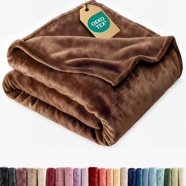 Ultra Soft Fleece Blanket King Size - Flannel Fleece Luxury King Blanket - Lightweight for Couch Bed Chair - Thick, Warm and Breathable - All Season Cozy Fuzzy, Anti-Static Microplush Bedding, Brown