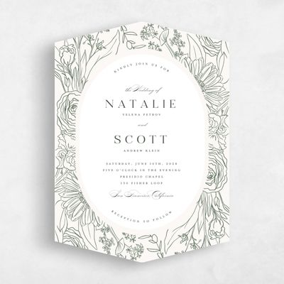 Green Diamond Wedding Invitation - Corentine Portrait