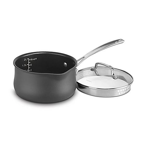 Cuisinart® Nonstick 2 qt. Silhouette Hard Anodized Covered Saucepan with Pour Spout in Grey